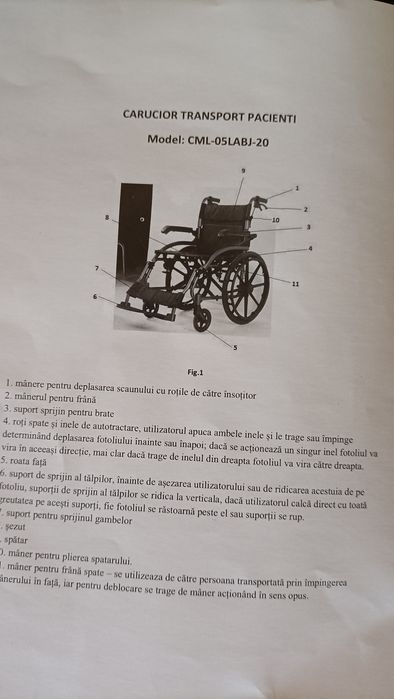 Scaun transport pacienti