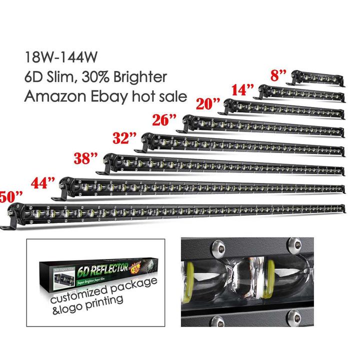 Led bar auto 6 D, Proiector auto black, dimensiuni pana la 127 cm