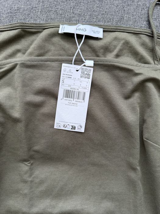 Set din bumbac cu top cu șnur în talie și pantaloni drepți | nou cu etichetă Mango