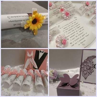 Сватбени бутониери,покани и др аксесоари ръчна изработка