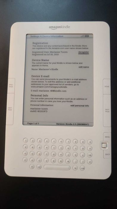 e-reader Amazon Kindle 2nd gen D00701