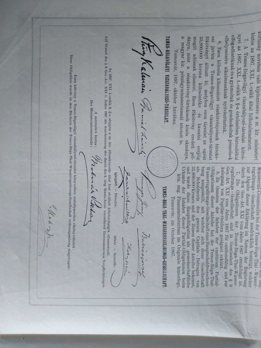 Actiuni vechi Timisoara 1897 Timis Bega Uzina  apa documente