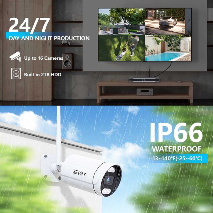 Чисто нова REIGY 8MP WIFI CCTV система с 2TB твърд диск, 16CH NVR ...