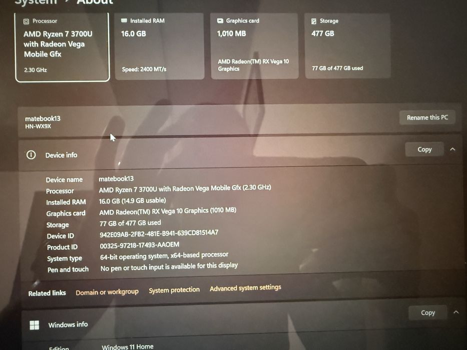Laptop huawei matebook 13