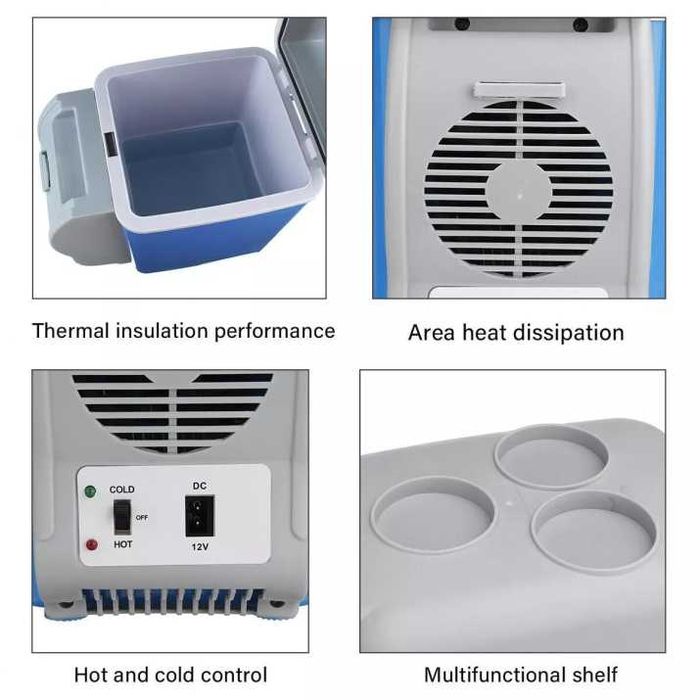 Електрическа хладилна кутия 7.5 литра със затопляне за автомобил, 12V