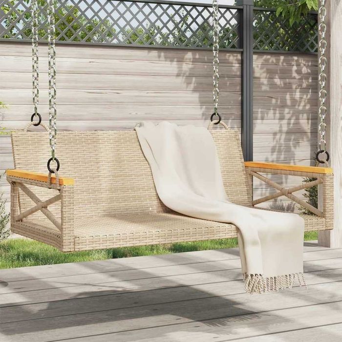 Banca de balansoar vidaXL bej 109x62x40cm poliratan NOUA, NEDESFACUTA