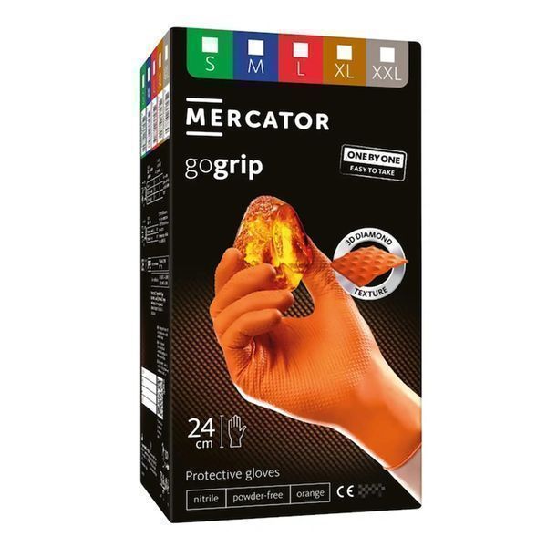 Премиум нитрилни ръкавици mercator gogrip one by one оранжеви, размер