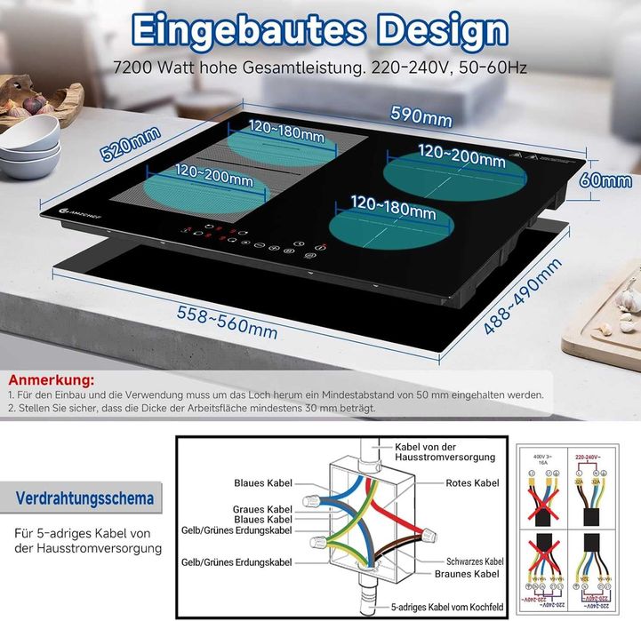 Plită cu inducție AMZCHEF 60 cm cu zone flexibile
