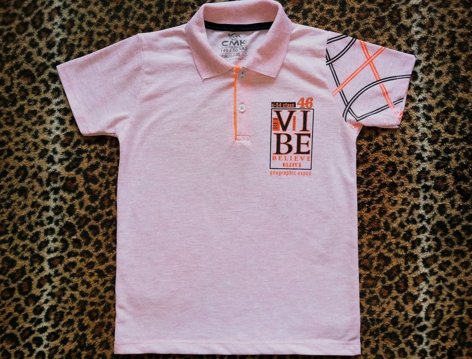 Детска поло тениска, за момче, розова, размер 140 см