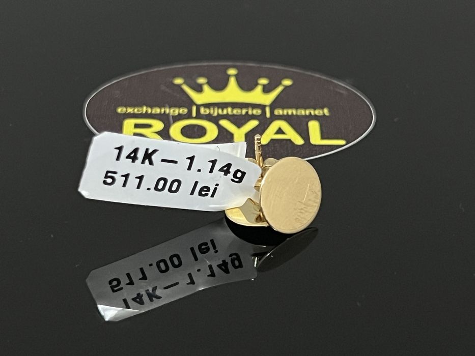 Bijuteria Royal CB : Cercei bănuț aur 14k 585  1,14 gr