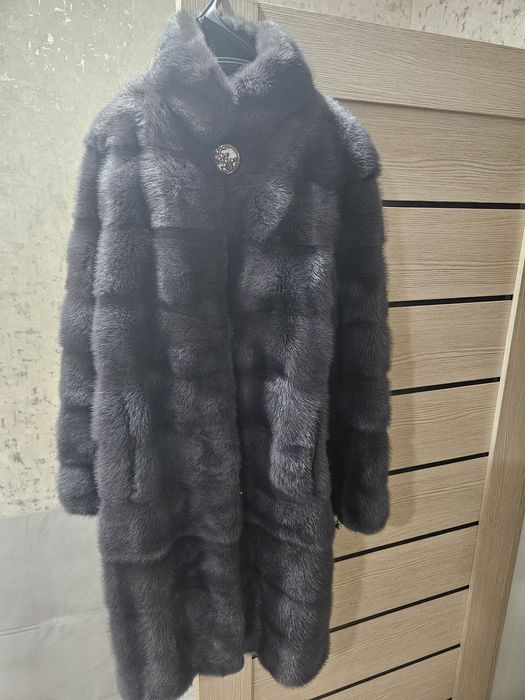 Голубая норковая шуба