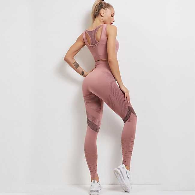 Дамски спортен комплект с повдигащ ефект, бюстие и клин, Push Up ефект