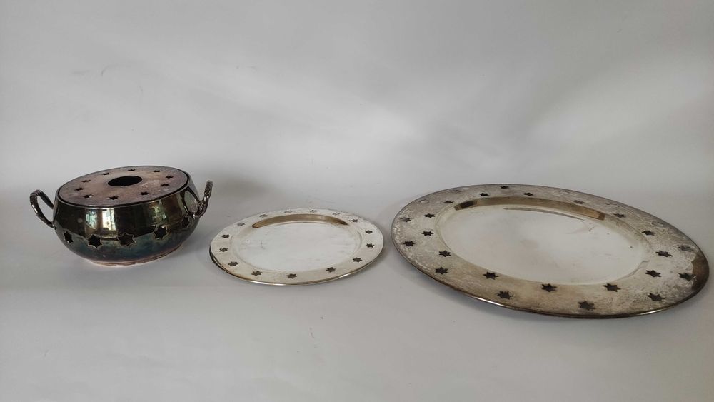 Посребрен комплект 2 плата+съд за подгряване