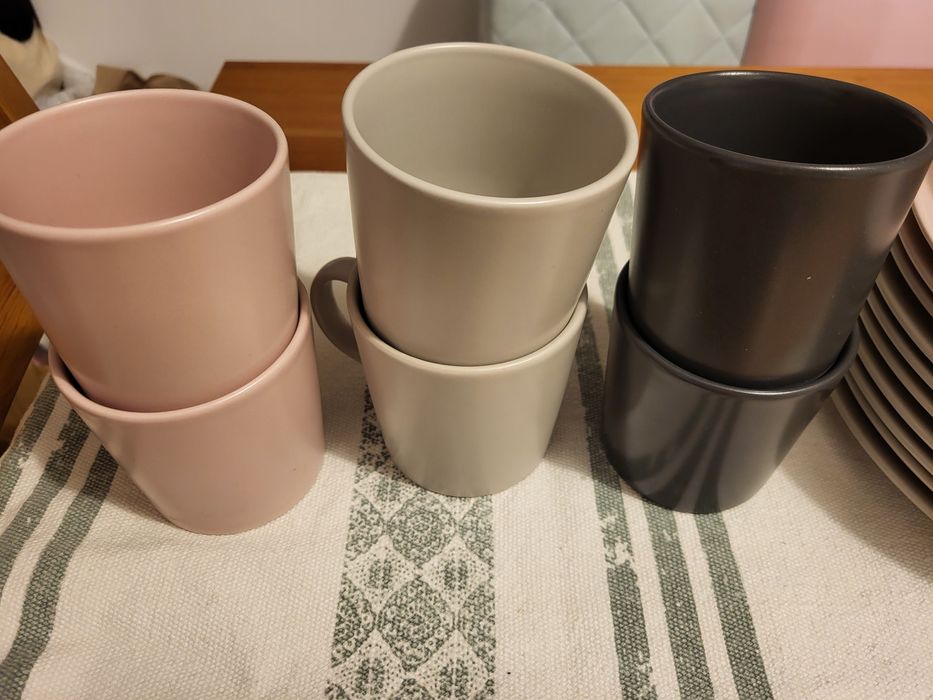 Vesela ikea, roz deschis si gri, ceramica IKEA