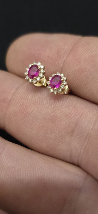 Cercei diamante si rubine naturale