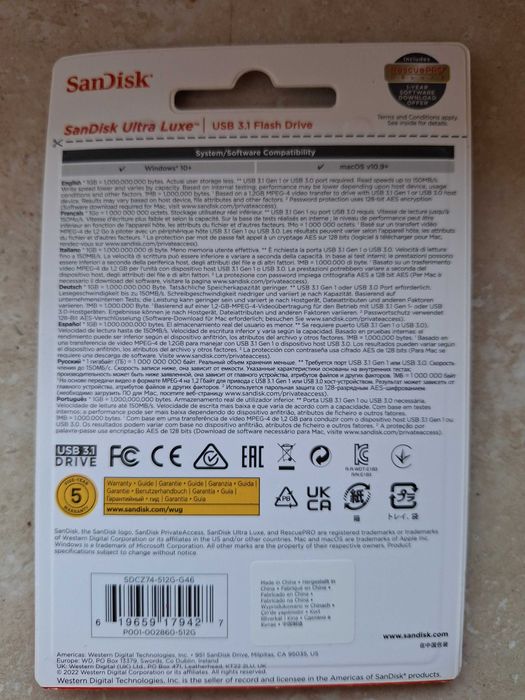 Stick USB SanDisk Ultra Luxe, 512GB, 3.1