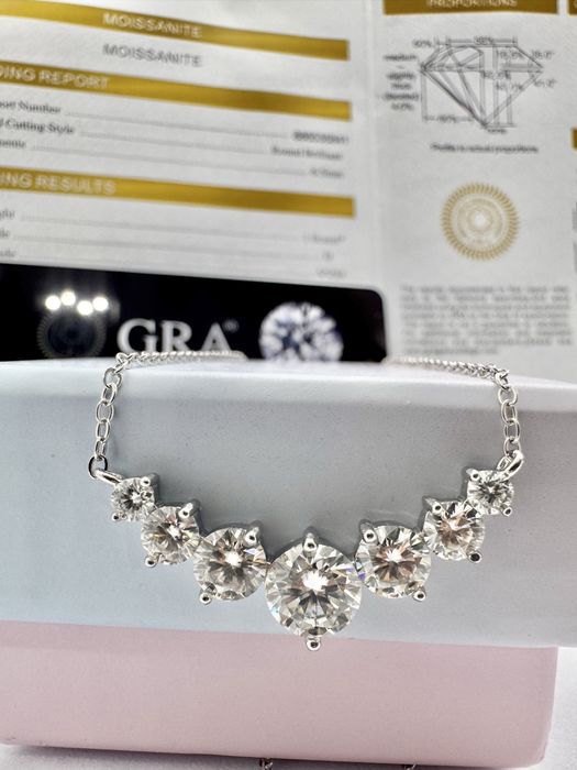 Сребърно колие с мойсанит (Диамант) 2.8 карата