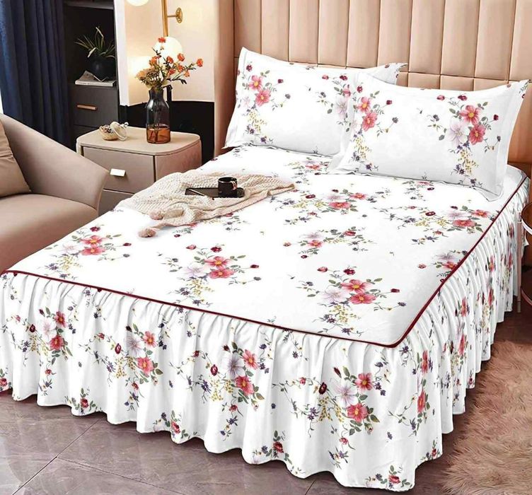 Cearceaf pat 3 piese cu volanase