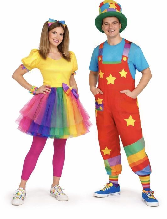 Costum clovn costum carnaval Unicorn curcubeu salopeta animatori copii