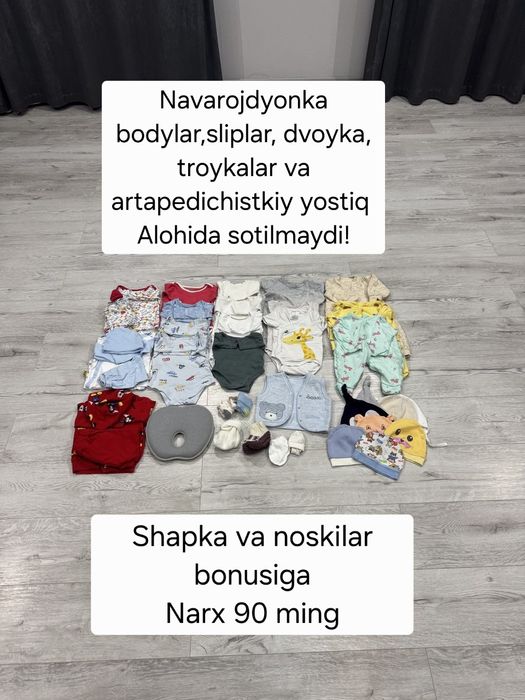 Chaqaloqlar kiyimlari 0-3, 3-6, 6-9 oylik