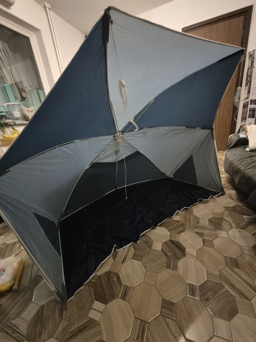 UMBRAR Adăpost de plajă compact 3 locuri UPF 50+ diametru 180cm Iwiko Gri-Bej