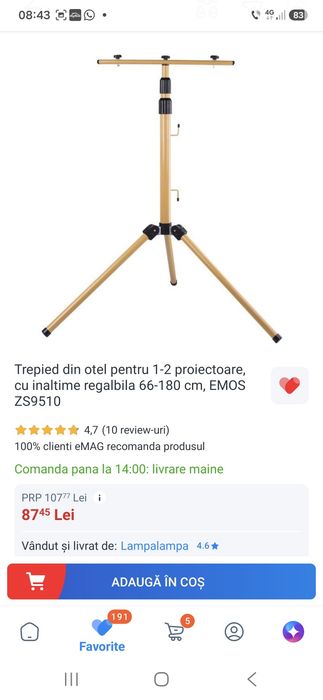 Vand trepied pentru 1 sau 2 proiectoare inaltime reglabila
