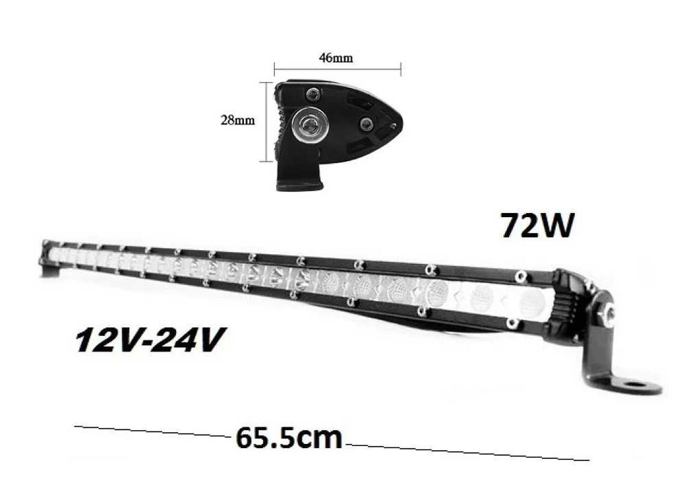 Едноредов SLIM 72W LED бар за осветление с 24 диода, 12/24V - 65.5 см.