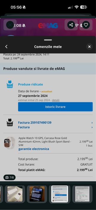 Ceas Apple Watch seria 10 42 Rose gold