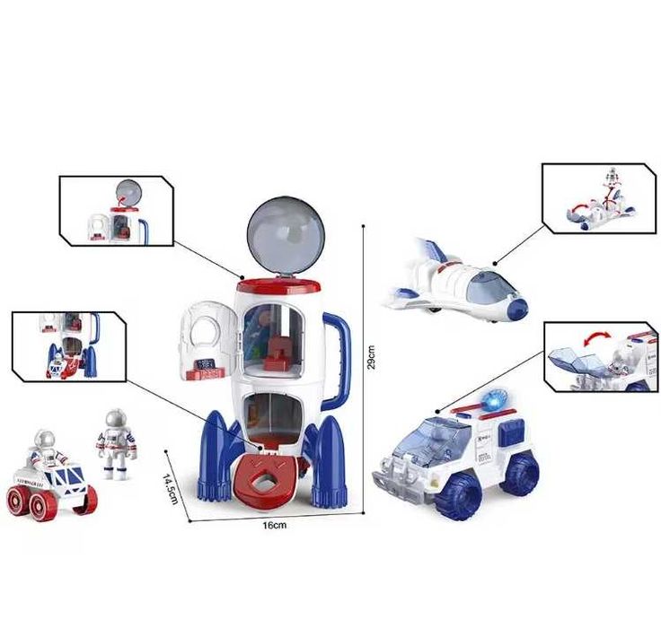 Set Cosmic de Explorare 5 in 1, Racheta, Rover si Naveta Spatiala