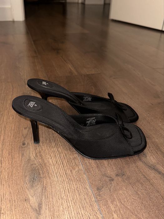 Zara мюли на каблуке с бантом