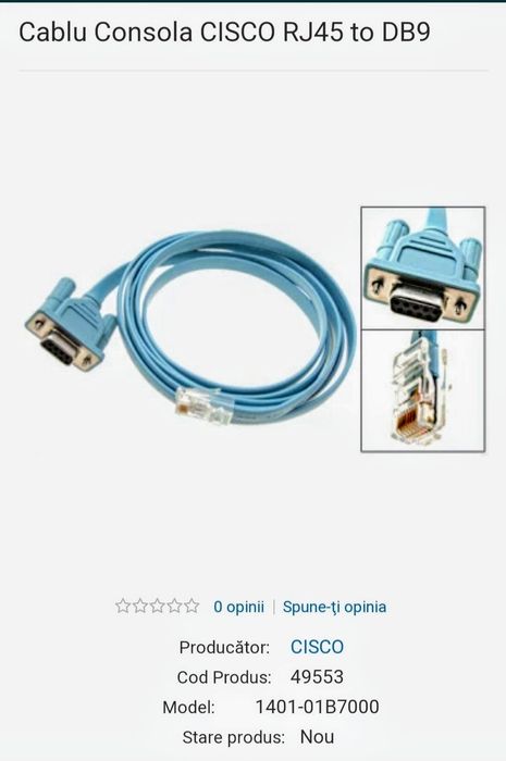 CabluConsola Cisco RJ45 to DB9