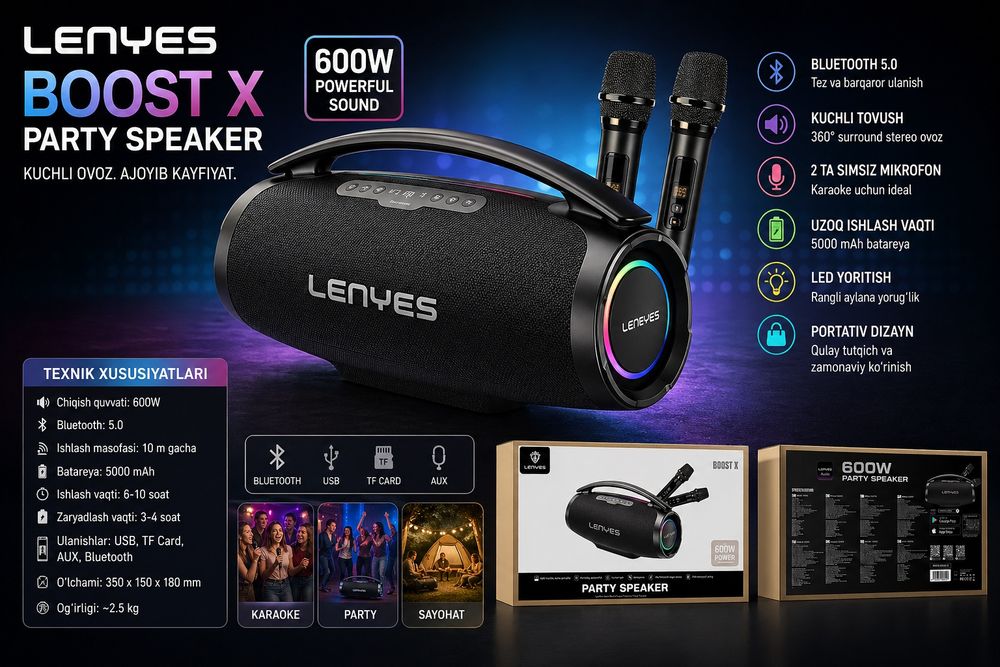 Kalonka Sambufer LENYES BOOST X Party Karaoke Speaker 600W