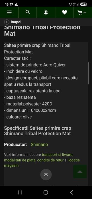 Vand saltea de primire Shimano tribal