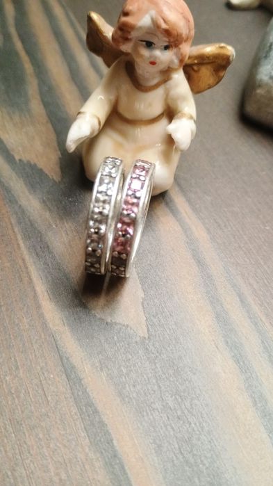 Inele Pandora cu zirconiu alb și roz,mărime 56,arată impecabil