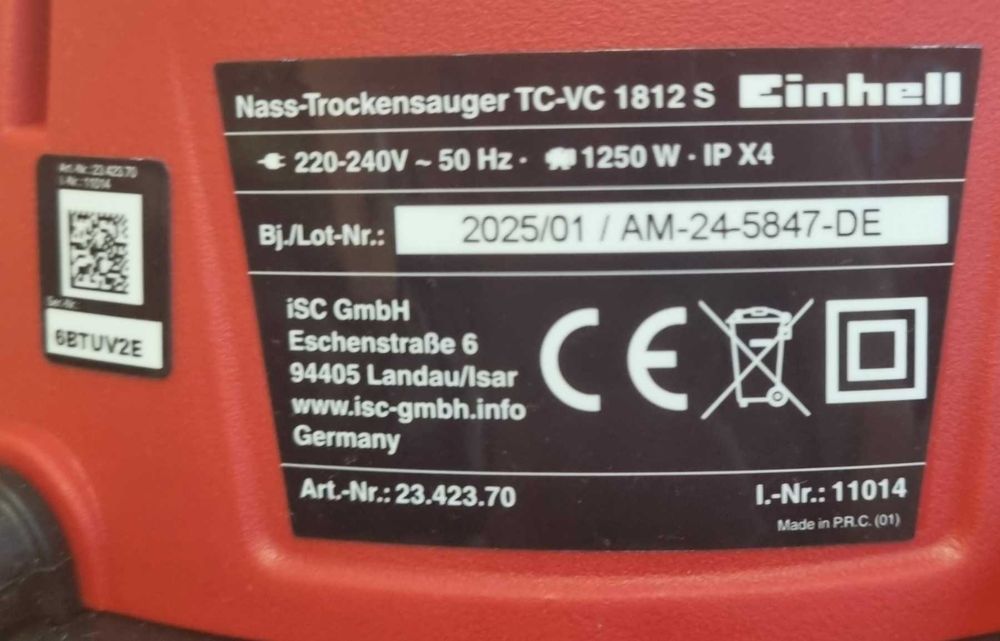 Прахосмукачка Einhell TC-VC 1820 S