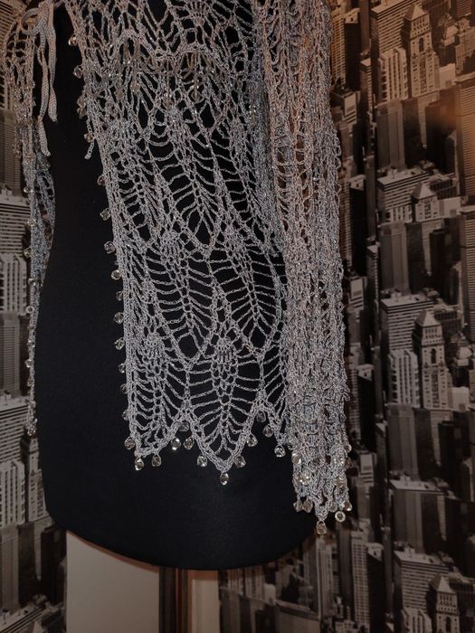 Bluza blazer lucrat manual cu aplicatii, margele