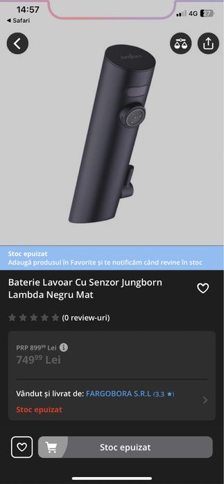 Baterie chiuveta cu senzor