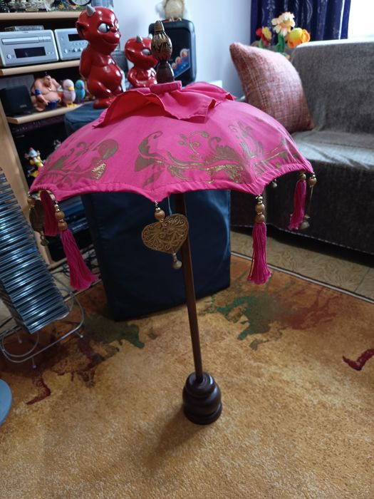 Umbrela decor din bumbac roz 40 cm