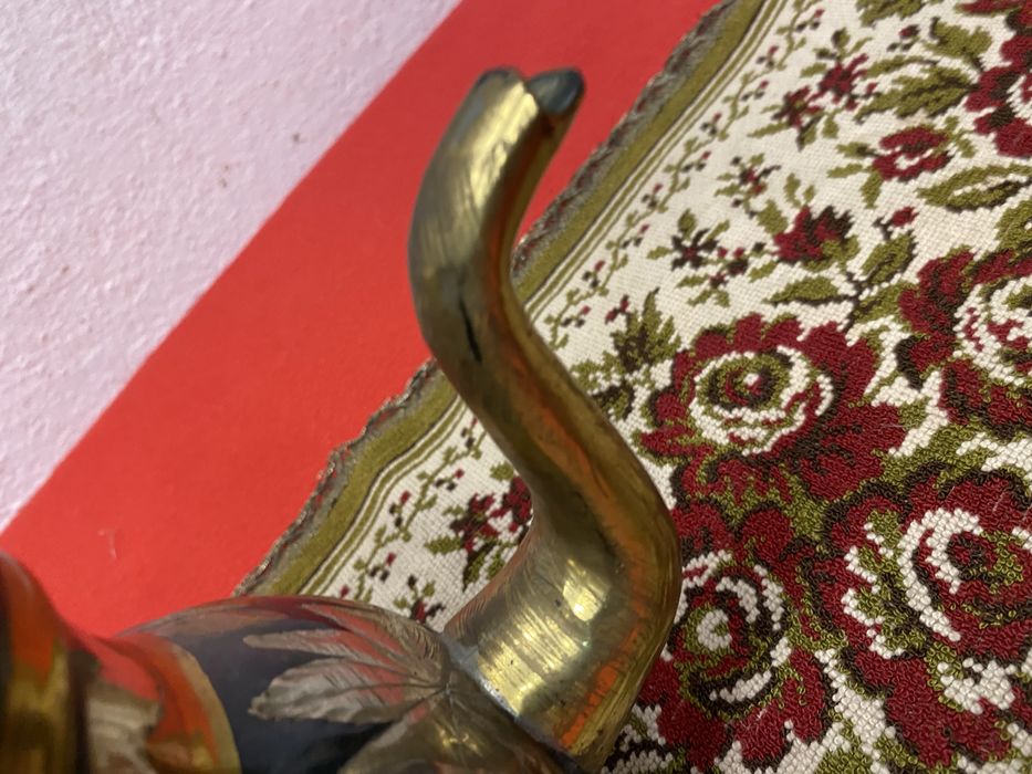 Месингов чайник Близък изток 1950 1970 ръчна украса птици