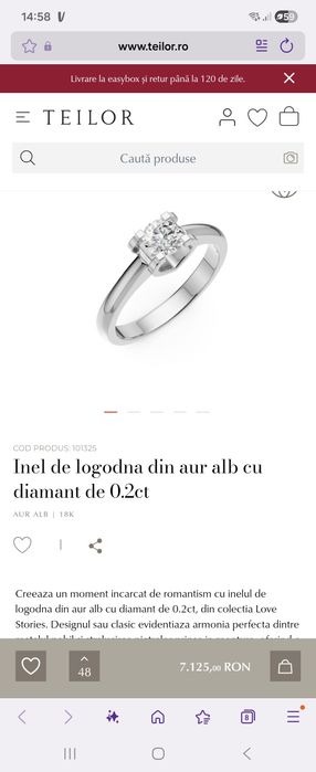 Inel de logodna Teilor 18k cu diamant
