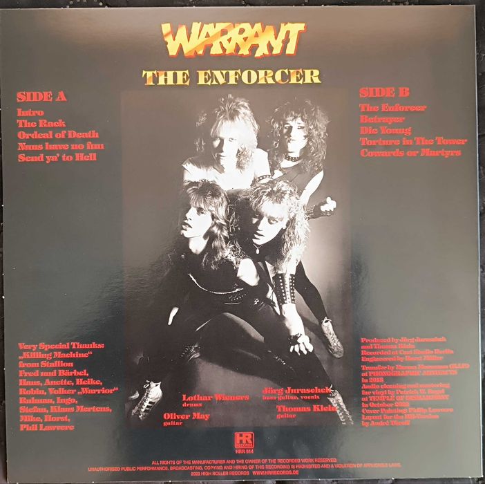 Грамофонна плоча WARRANT - THE ENFORCER