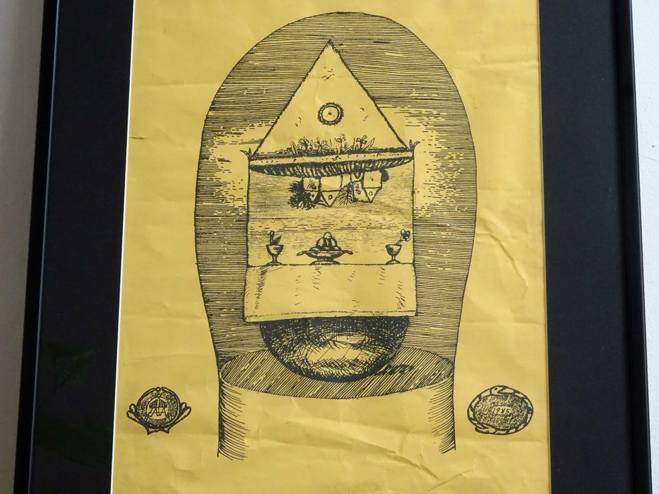 Tablou Stefan Caltia, ‘Casă albastră’ | Litografie veche, superba