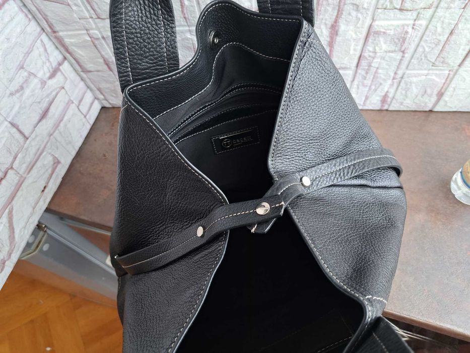 дамска чанта,TT.BAGATT голяма черна торба-естествена кожа