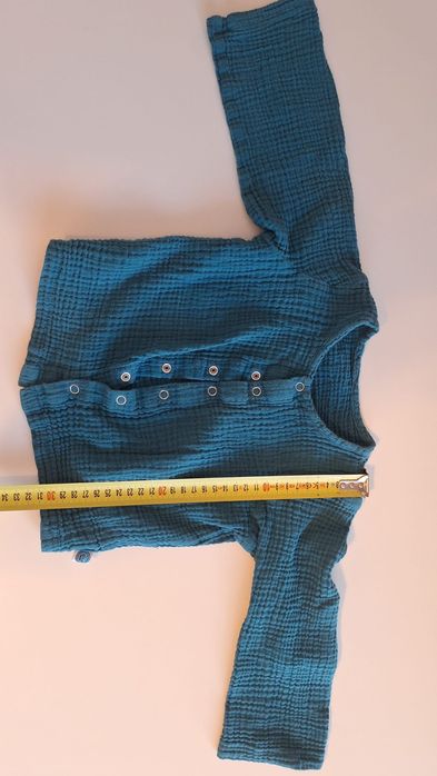 Cardigan / Bluză muselină bumbac, mărimea 9-12 luni – Albastru Petrol