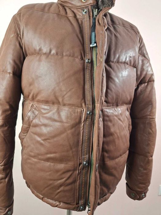 Parajumpers Goat Leather Down Jacket Size L Кожено Пухено Яке Мъжко