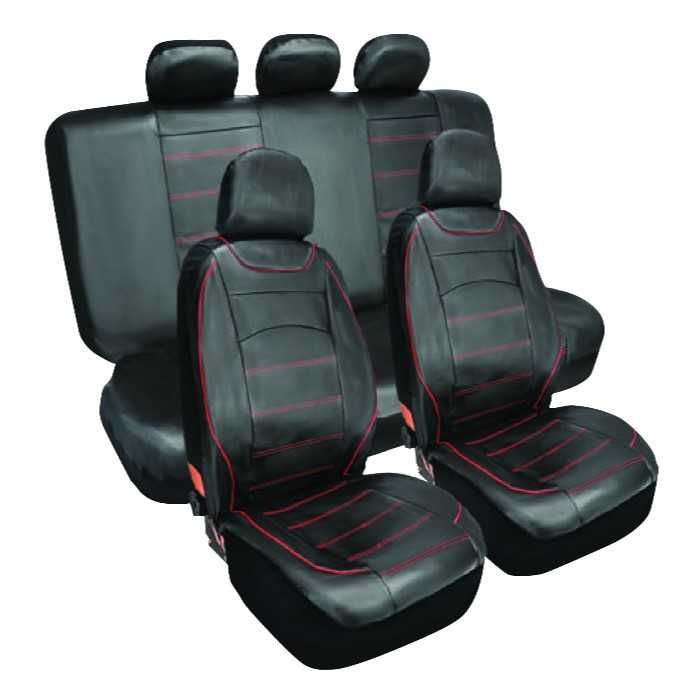 Тапицерия за МПС Automat, 9 части, Червен конец, Еко кожа