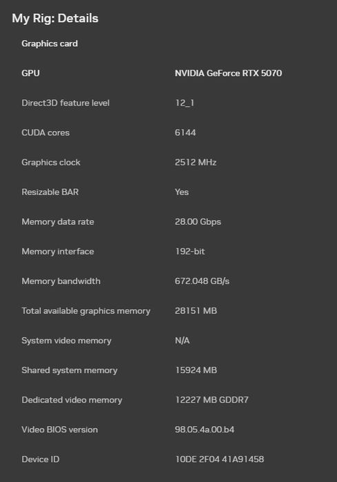 GeForce Rtx 5070 12gb OC SFF