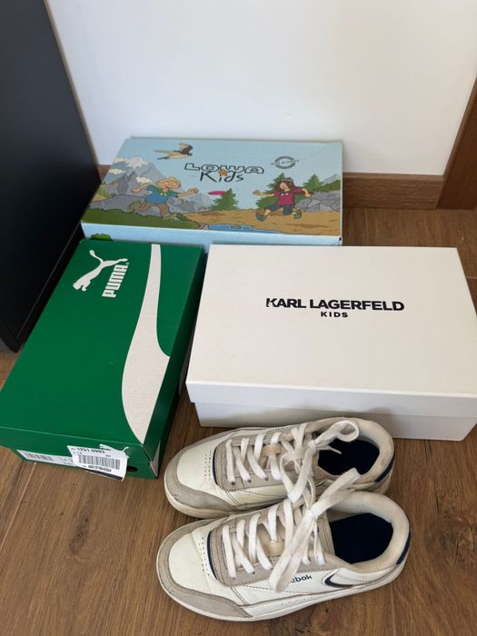 4 чифта детски обувки 34 номер Karl Lagerfeld, Puma, Lowa Reebok
