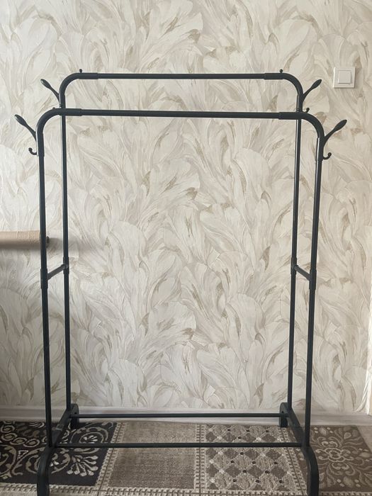 Вешалка напольная, чёрный, металл, вместительная