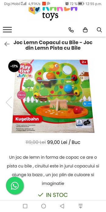 Copac din lemn cu bila montessori - copii